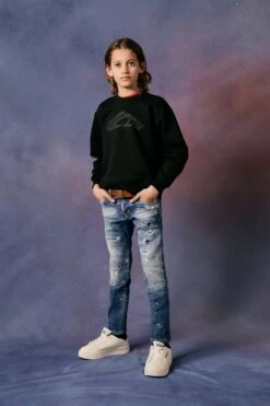 Bambini Abbigliamento Negozio 28 DSQUARED2 Straight Jeans With Tears And Stains - Clement