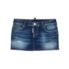 DSQUARED2 Dark Blue Denim Mini Skirt With Breaks