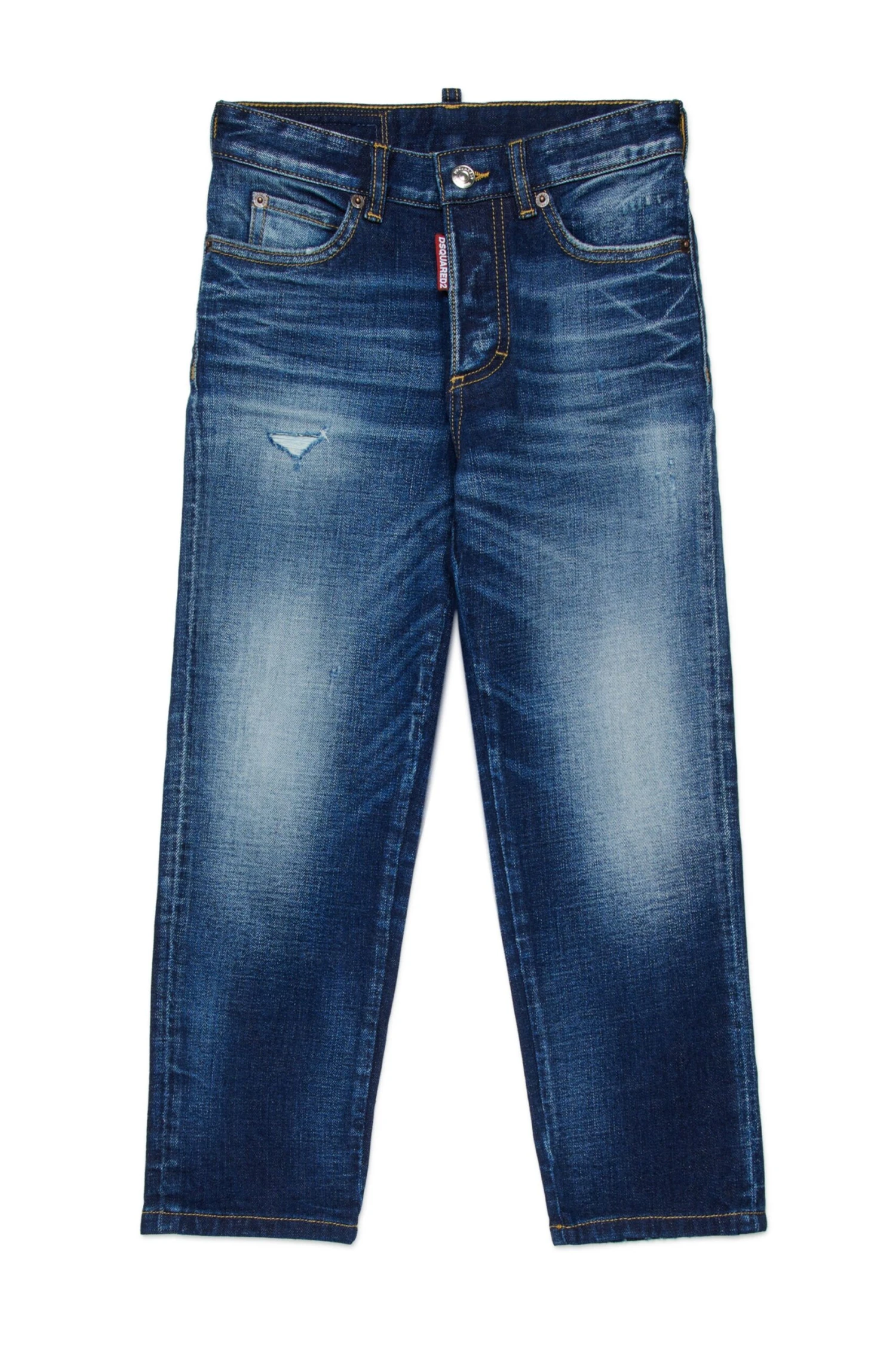 DSQUARED2 Dark Blue Regular Jeans With Rips - Boss 10 1 DSQUARED2 Dark Blue Regular Jeans With Rips - Boss 10