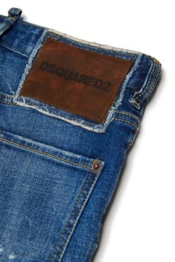 DSQUARED2 Medium Blue Slim Jeans With Abrasions - 642 Jean -Bambini Abbigliamento Negozio DQ2252D0AEUDQ01 04