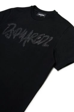 DSQUARED2 Evening T-shirt With Glittered Logo -Bambini Abbigliamento Negozio DQ2714D0ACYDQ900 03 8523306d 1fcd 4ca3 9c64 1122d4fbfb80