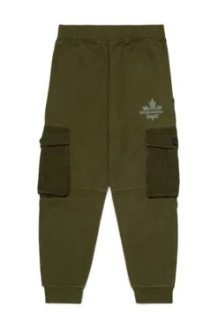 DSQUARED2 Fleece Cargo Pants With Maple Leaf -Bambini Abbigliamento Negozio DQ2721D0AC6DQ513 02