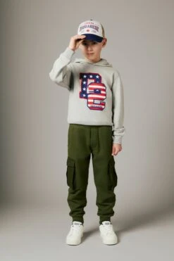 DSQUARED2 Fleece Cargo Pants With Maple Leaf