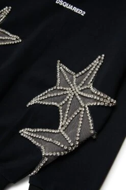 DSQUARED2 Sweatshirt With Mesh And Crystals Stars -Bambini Abbigliamento Negozio DQ2723D0A22DQ900 04
