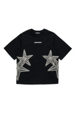 DSQUARED2 T-shirt With Mesh And Crystals Stars