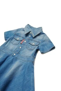 DSQUARED2 Medium Blue Shaded Denim Dress -Bambini Abbigliamento Negozio DQ2762D0AC5DQ01 03