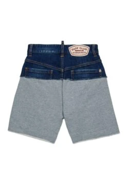 DSQUARED2 Denim And Fleece Shorts With Patch -Bambini Abbigliamento Negozio DQ2769D0ACIDQ937 02 1caef316 6dcc 4d69 9cf7 43eea3dc1be5