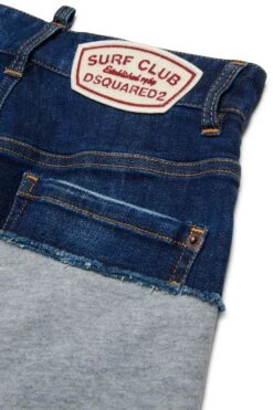 DSQUARED2 Denim And Fleece Shorts With Patch -Bambini Abbigliamento Negozio DQ2769D0ACIDQ937 04