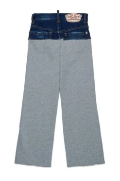 DSQUARED2 Denim And Fleece Pants With Patches -Bambini Abbigliamento Negozio DQ2771D0ACIDQ937 02 a854fe2c c624 4542 b576 04fd386aa3af