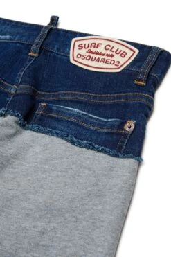 DSQUARED2 Denim And Fleece Pants With Patches -Bambini Abbigliamento Negozio DQ2771D0ACIDQ937 04 2d38c922 0346 4190 a89b 5a9a087a63c3