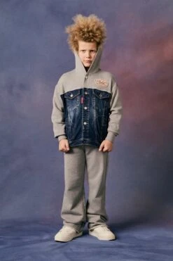 DSQUARED2 Denim And Fleece Pants With Patches