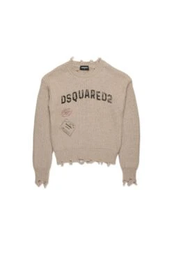 DSQUARED2 Pullover With Passport Graphics And Breaks