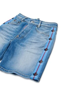 DSQUARED2 Shorts In Shaded Denim With Tape -Bambini Abbigliamento Negozio DQ2822D0AC1DQ01 03 9a88984b 092f 4356 92a1 625e406a7df5