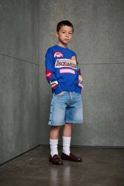 DSQUARED2 Shorts In Shaded Denim With Tape