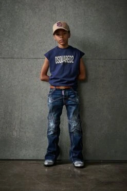 DSQUARED2 Dark Bootcut Jeans With Super Star