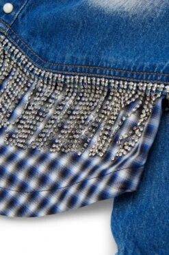 DSQUARED2 Crystal Fringed Denim Shirt -Bambini Abbigliamento Negozio DQ2835D0ACGDQ01 04