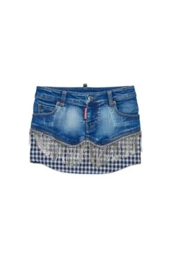 DSQUARED2 Crystal Fringed Denim Skirt