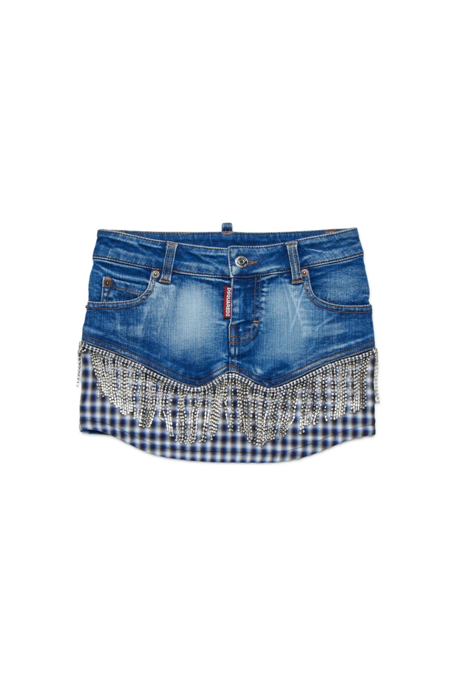 DSQUARED2 Crystal Fringed Denim Skirt 1 DSQUARED2 Crystal Fringed Denim Skirt