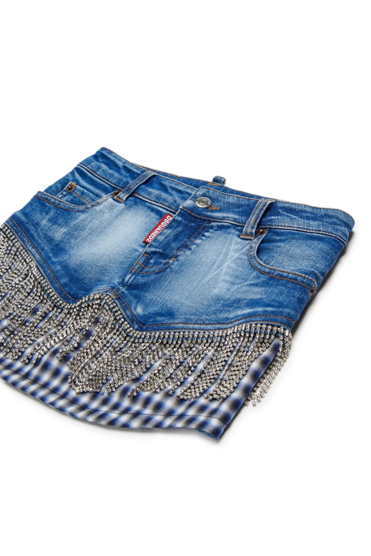 DSQUARED2 Crystal Fringed Denim Skirt 3 DSQUARED2 Crystal Fringed Denim Skirt - immagine 3