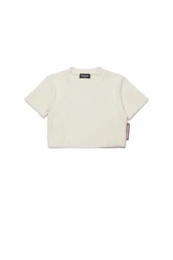 DSQUARED2 Ribbed Velvet Cropped T-shirt