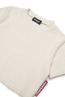 DSQUARED2 Ribbed Velvet Cropped T-shirt -Bambini Abbigliamento Negozio DQ2993D0AE3DQ102 03