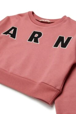 Cropped Crew-neck Sweatshirt With Embroidered Marni Patch Logo -Bambini Abbigliamento Negozio M01193M00V00M350 03