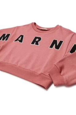 Cropped Crew-neck Sweatshirt With Embroidered Marni Patch Logo -Bambini Abbigliamento Negozio M01193M00V00M350 04