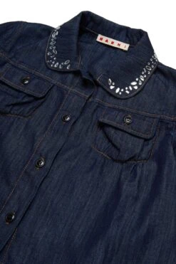 Marni Dark Denim Shirt With Rhinestones -Bambini Abbigliamento Negozio M01297M00UT0M01 03 8df74435 57ba 4951 a969 36dd6eba7c26