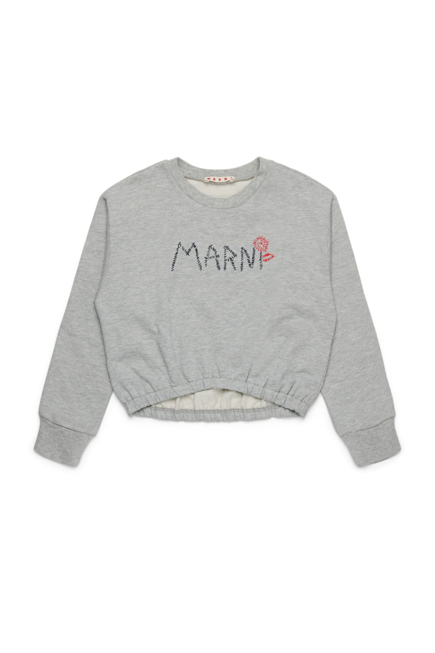 Marni Flower Branded Crew-neck Cropped Sweatshirt 1 Marni Flower Branded Crew-neck Cropped Sweatshirt