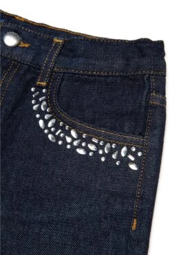 Marni Dark Denim Shorts With Rhinestones -Bambini Abbigliamento Negozio M01327M00UU0M01 04