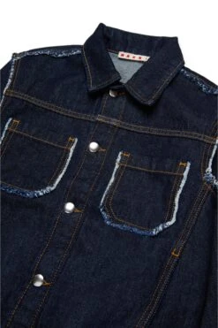 Marni Dark Denim Jacket With Frayed Details -Bambini Abbigliamento Negozio M01359M00UU0M01 03