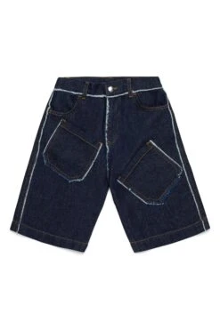 Marni Dark Denim Shorts With Frayed Details