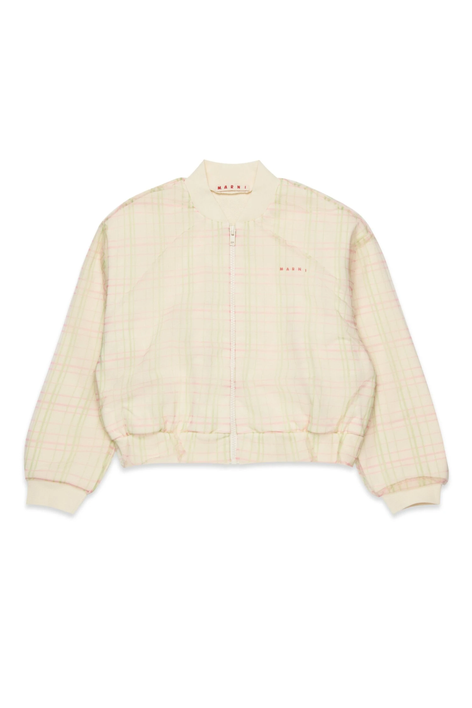 Marni Bomber Sweatshirt With Check Allover Tulle 2 Marni Bomber Sweatshirt With Check Allover Tulle - immagine 2