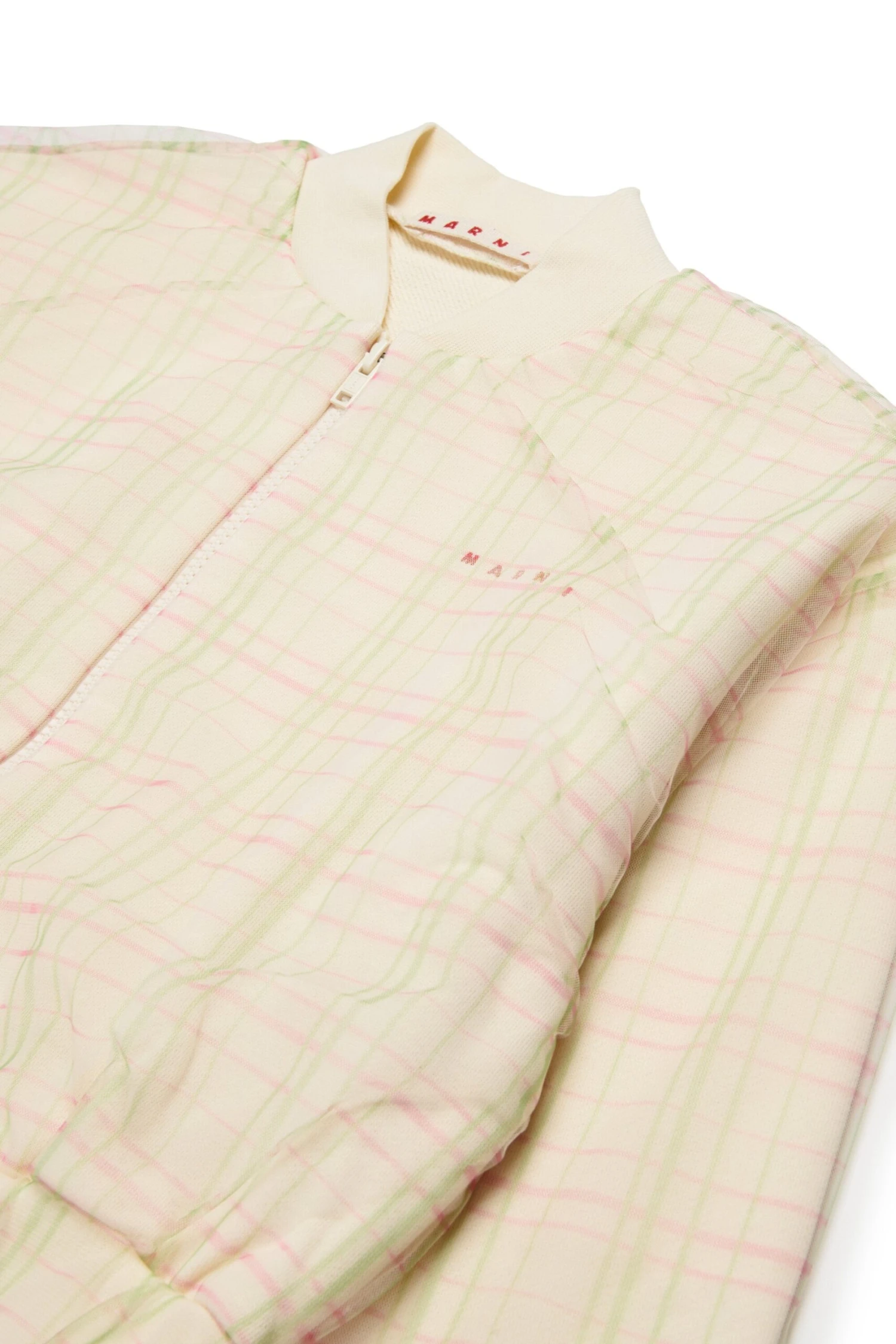 Marni Bomber Sweatshirt With Check Allover Tulle 4 Marni Bomber Sweatshirt With Check Allover Tulle - immagine 4