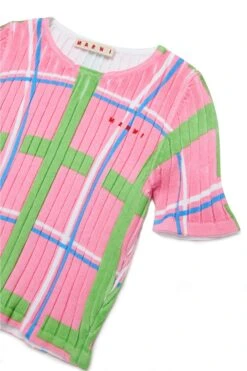 Marni Check Allover Ribbed Knit Top -Bambini Abbigliamento Negozio M01455M00U50M346 03