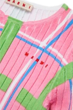 Marni Check Allover Ribbed Knit Top -Bambini Abbigliamento Negozio M01455M00U50M346 04