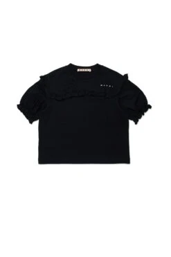 Marni Jersey T-shirt With Ruffles And Logo