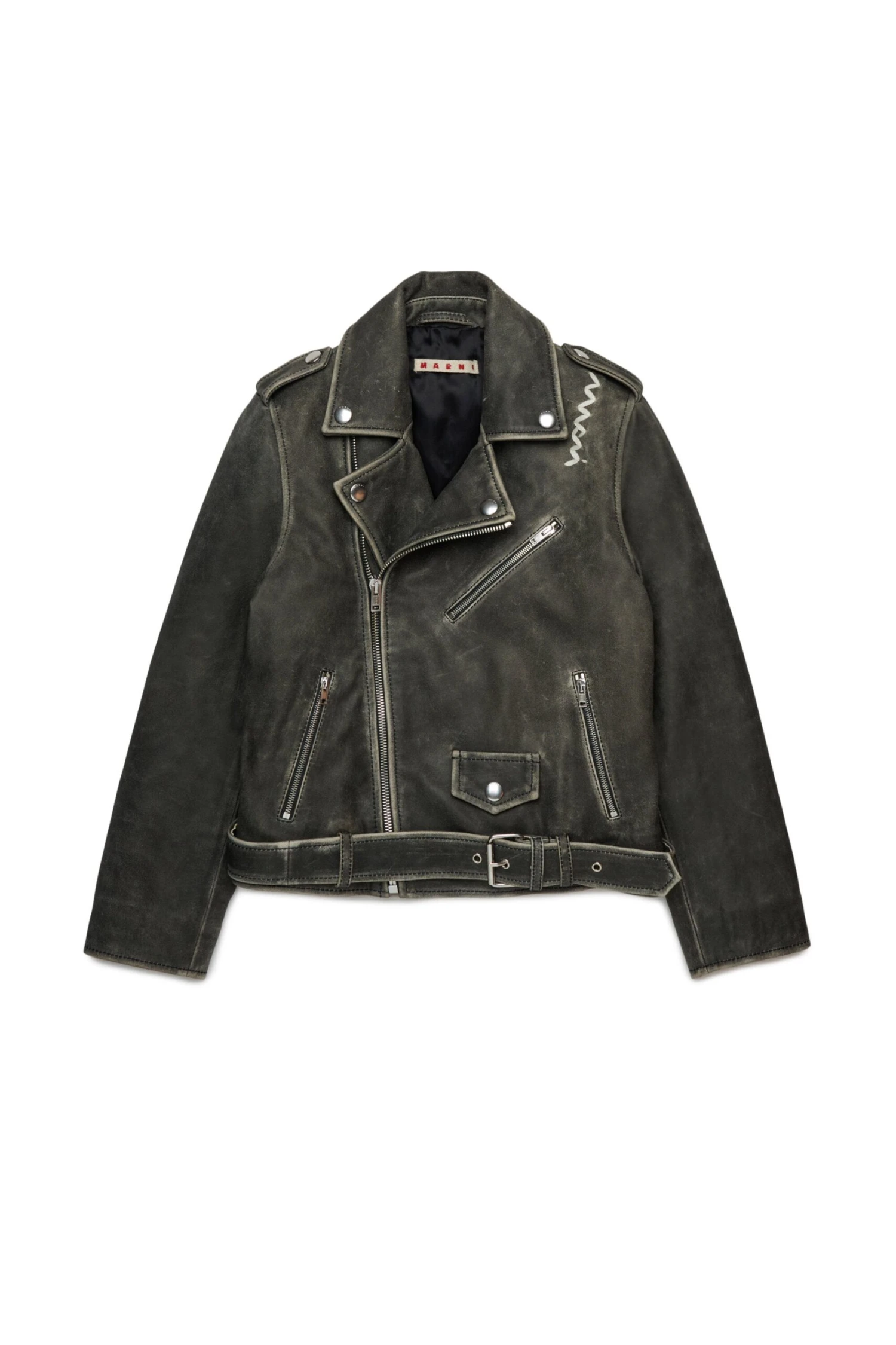 Marni Real Leather Jacket With A Worn Effect 1 Marni Real Leather Jacket With A Worn Effect
