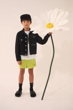 MM6 Maison Margiela Two-tone Denim Jacket With Lettering