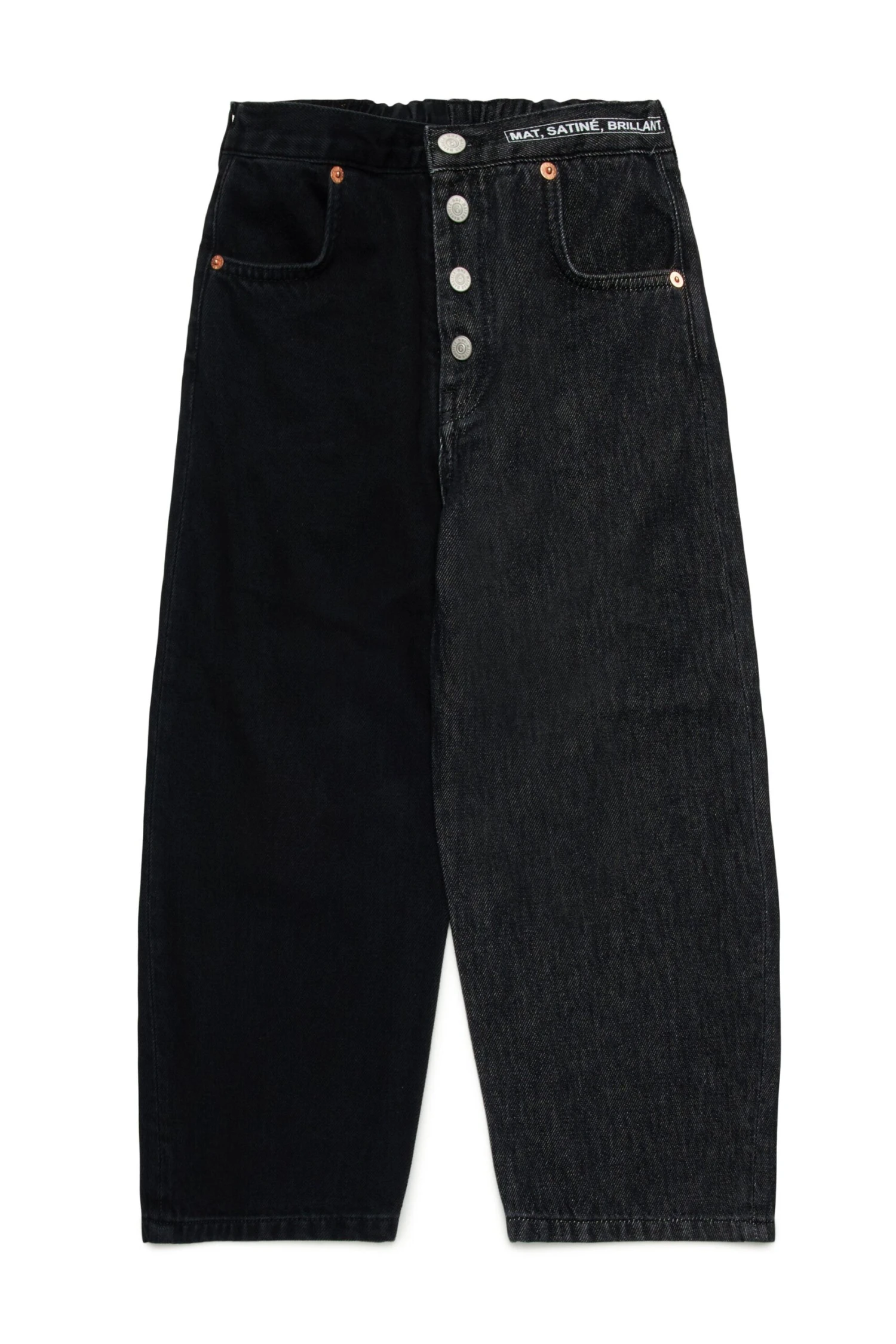 MM6 Maison Margiela Two-tone Jeans With Lettering 1 MM6 Maison Margiela Two-tone Jeans With Lettering