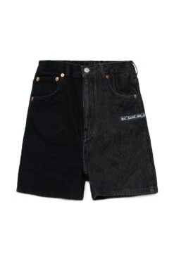 MM6 Maison Margiela Two-tone Denim Shorts With Lettering