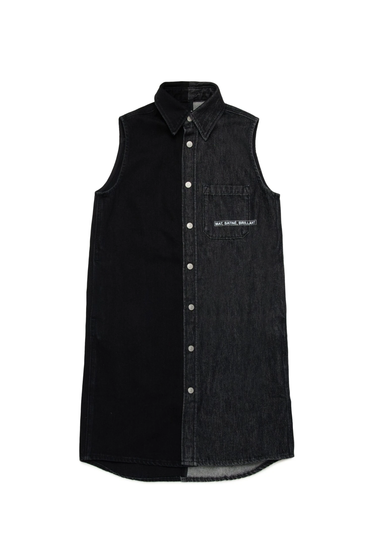 MM6 Maison Margiela Two-tone Denim Sleeveless Dress With Lettering 2 MM6 Maison Margiela Two-tone Denim Sleeveless Dress With Lettering - immagine 2