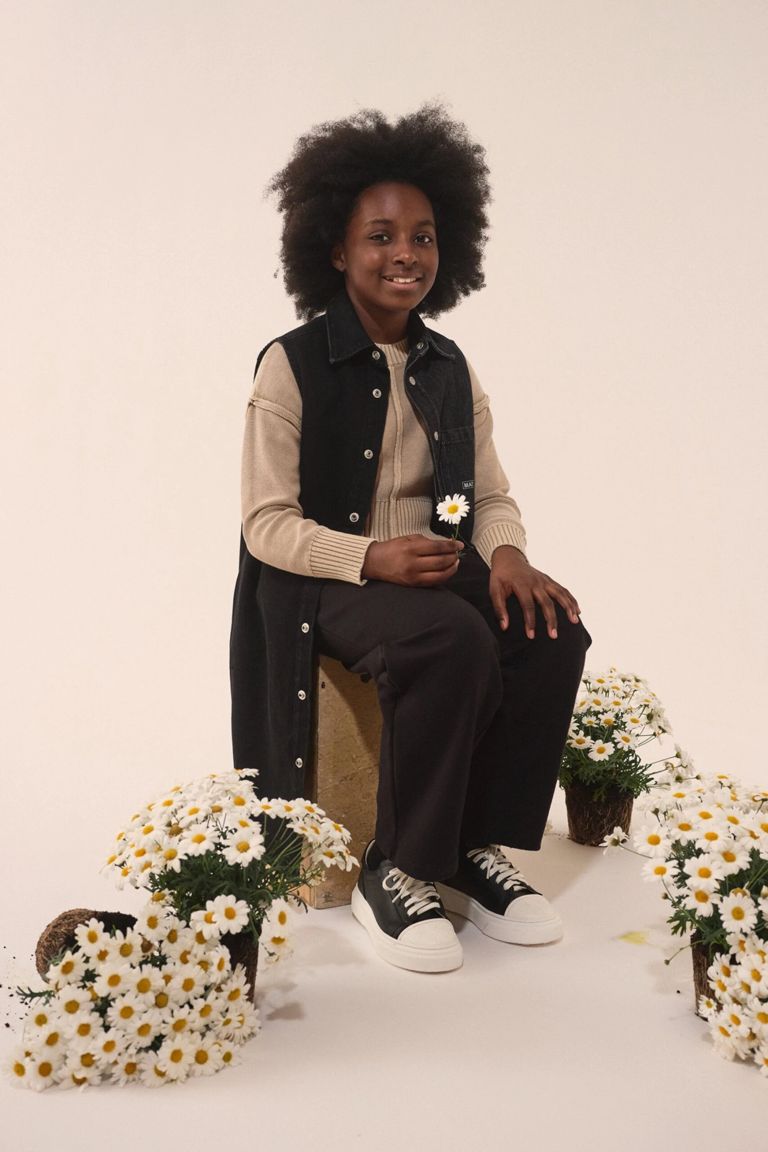 MM6 Maison Margiela Two-tone Denim Sleeveless Dress With Lettering 1 MM6 Maison Margiela Two-tone Denim Sleeveless Dress With Lettering