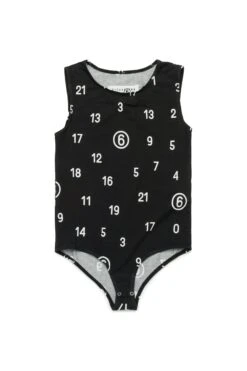 MM6 Maison Margiela Allover Numeric Logo Stretch Jersey Bodysuit