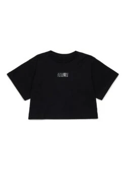 MM6 Maison Margiela Cropped Jersey T-shirt With Numeric Logo