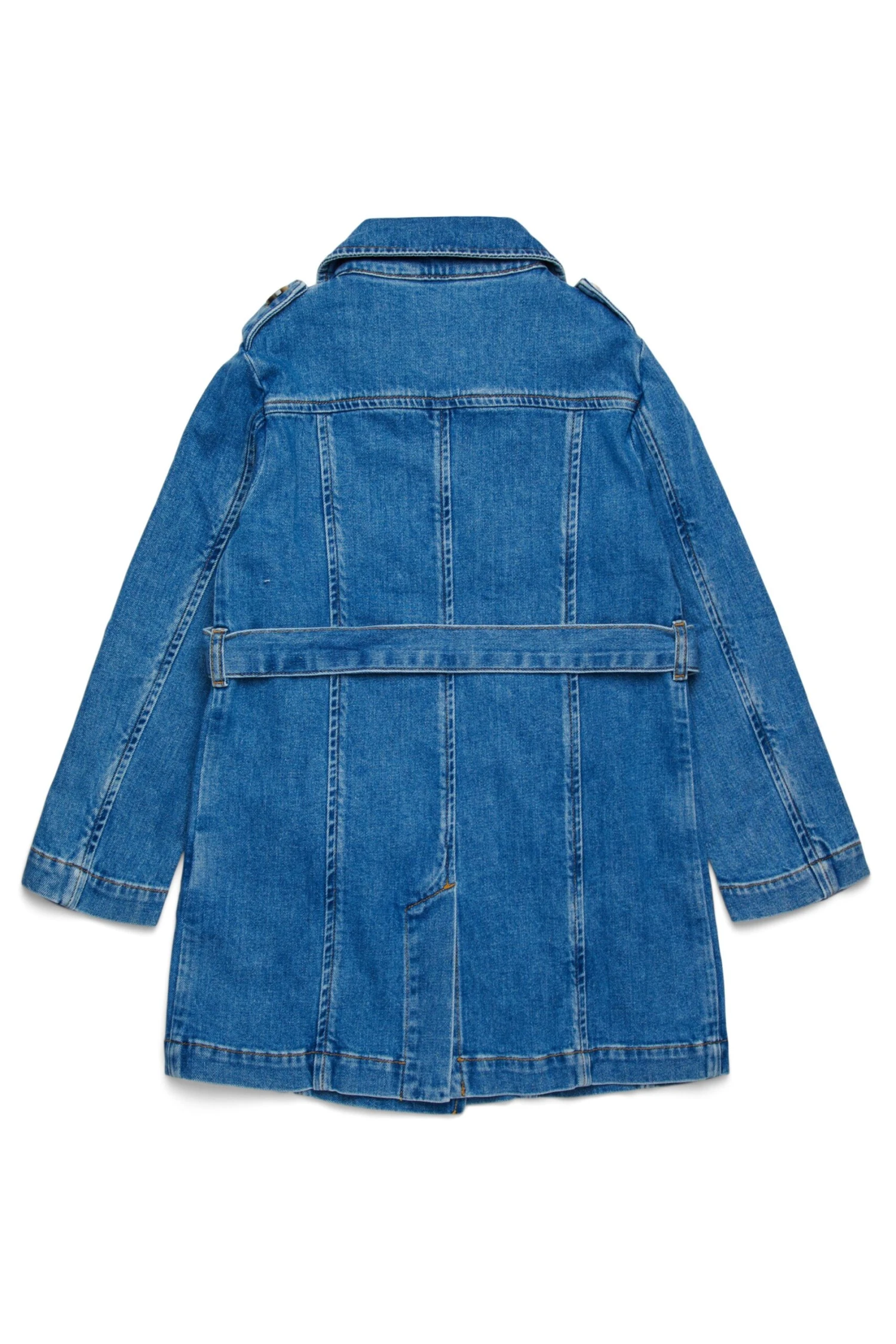 MAX & Co. Medium Blue Shaded Denim Trench Coat 3 MAX & Co. Medium Blue Shaded Denim Trench Coat - immagine 3