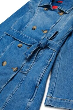 MAX & Co. Medium Blue Shaded Denim Trench Coat 10 MAX & Co. Medium Blue Shaded Denim Trench Coat -Bambini Abbigliamento Negozio MX0109MX066MX01 04