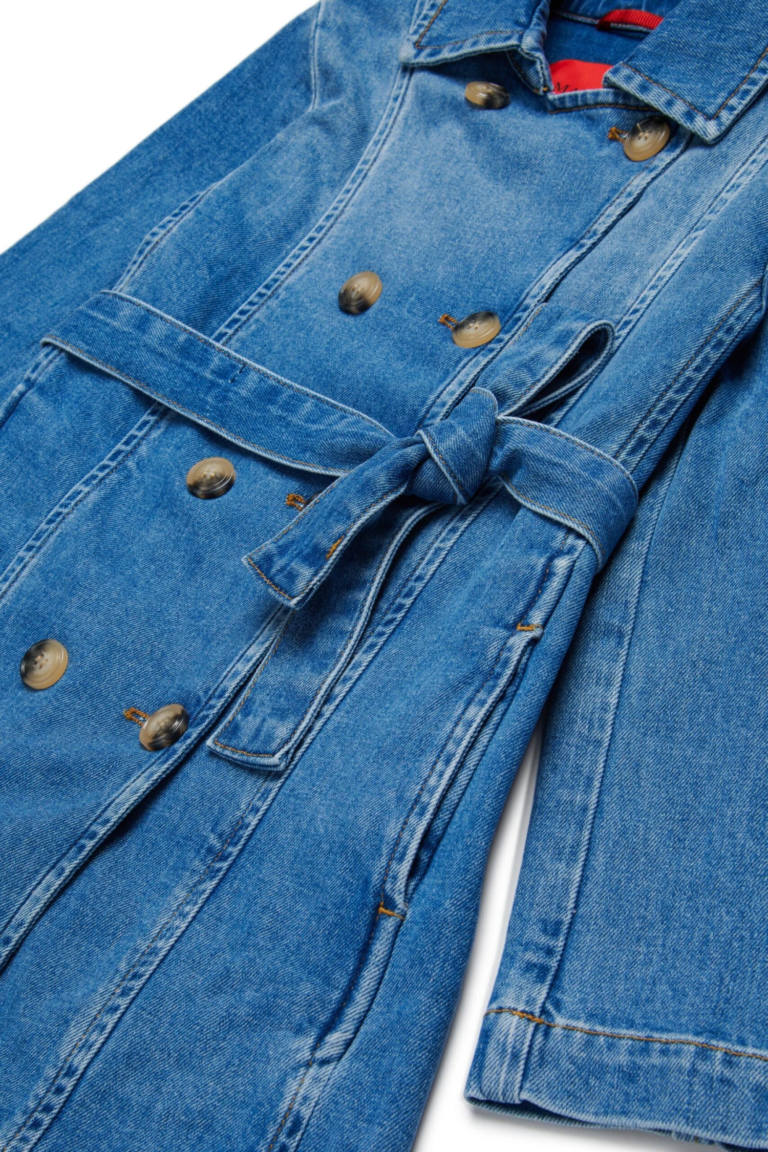 MAX & Co. Medium Blue Shaded Denim Trench Coat 5 MAX & Co. Medium Blue Shaded Denim Trench Coat - immagine 5