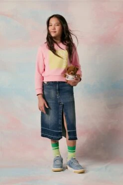 N°21 Worn-effect Denim Skirt