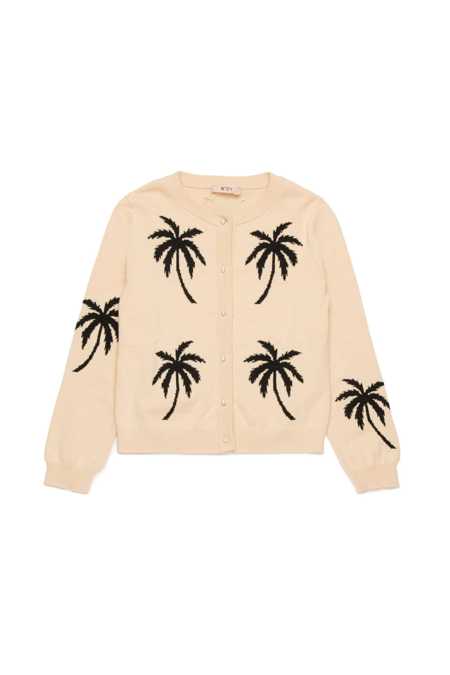 N°21 Cotton Cardigan With Inlay Palm Trees 2 N°21 Cotton Cardigan With Inlay Palm Trees - immagine 2